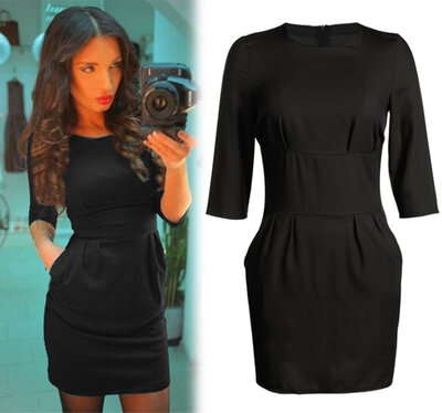 

Stylish Lady Womens New Fashion 34 Sleeve O-neck Pencil Mini Dress