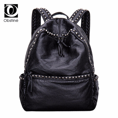 

Design Soft PU Leather Rivet Backpack Women Big Travel Backpack Female Black Back Packs Travelling Bags for Girls Ladies Bagpack