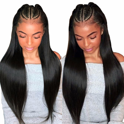 

9a Long Straight Lace Front Human Hair Wigs Silky Straight Brazilian Virgin Hair Wigs with Baby Hair 150 Density Wigs10-26"