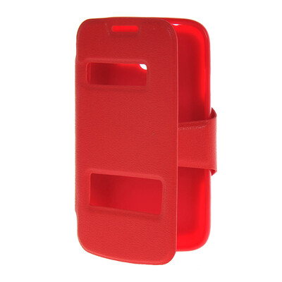 

MOONCASE View Window Leather Side Flip Pouch Stand Shell Back ЧЕХОЛ ДЛЯ Samsung Galaxy Star Pro S7260 / S7262 Red