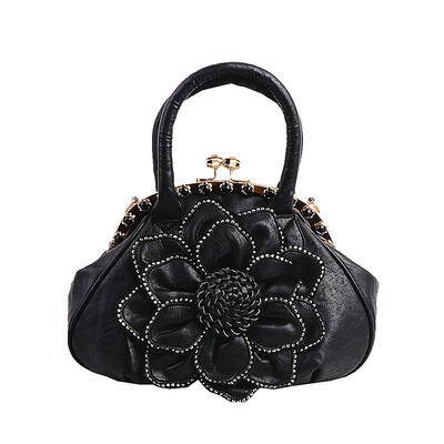

2016 Luxury brand women diamond handbags large rose flowers bag shoulder bag fashion casual leather handbag messenger bag