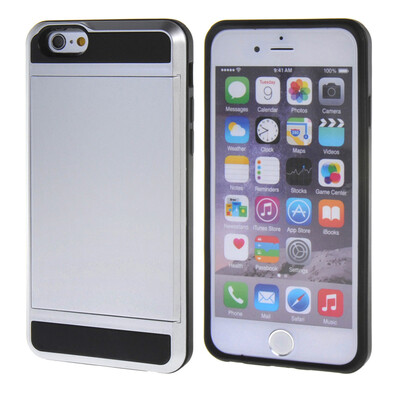 

MOONCASE ЧЕХОЛ ДЛЯ iPhone 6 / 6S (4.7") Soft Silicone Gel TPU Skin With Card Holder Protective Silver