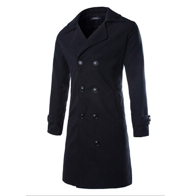 

Zogaa Mens Wool Coat Slim Double-breasted