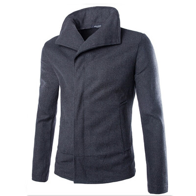 

Zogaa Simple Pure Color Slim Short Mens Wool Coat