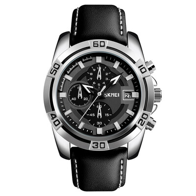

SKMEI Watch Fashion For Men Leather Top Luxury Military Quartz Wrist Watch Waterproof Outdoor Sports Watch Relogio Masculino 9156