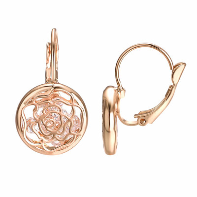 

Yoursfs Rose Flower Women Earrings Plated Rose Gold Stud Earring Fashion Ear Pendants Dangler Fashion Jewelry
