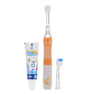 

MDB baby electric toothbrush set 1-3-6 years old child baby 360 degree waterproof toothbrush 25g fluoride-free toothpaste 1 orange