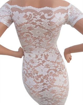 

Women's Sexy Nude White Hollow Out Lace Bandage Club Party Dress Bodycon Evening Female Long Elegant Dresses
