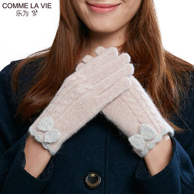 

Le for comme lavie wool gloves ladies autumn&winter days knitted wool gloves winter cute warm students Korean fashion points finger bow 14FD350 light pink code