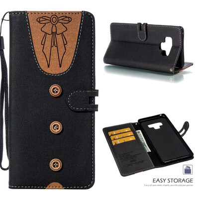 

MOONCASE Samsung Galaxy Note 9 stitching embossed womens leather case - black