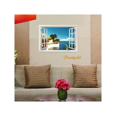 

Fashion Mediterranean Style Window Beach Wall Sticker Home Decor Decals Vinyl Art