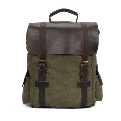 

Men Casual Canvas Backpacks Vintage School Bags Young Large Capacity Travel Bag Women Mochila Leather Laptop Backpack Rucksack