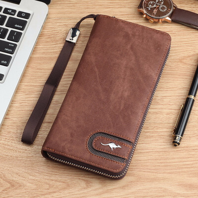 

Mens zipper wallet business leisure retro multi card handbag youth personality handbag man