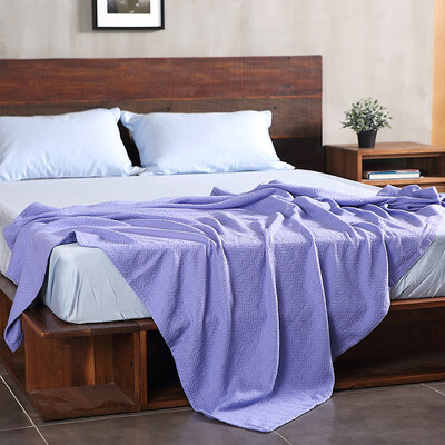 

Yimian Tong cotton knitted blanket towel blanket single double air conditioning blanket summer leisure blanket nap blanket dark blue 130 * 180cm