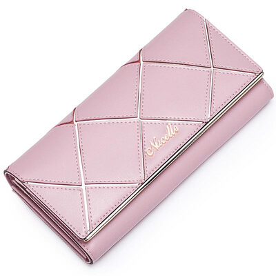 

New York Ladies NUCELLE new ladies long wallet buckle Korean temperament first layer of leather half fold wallet cream white 070347