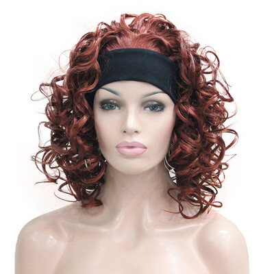 

StrongBeauty Blonde Highlights Short 34 Womens Wigs Hairpiece Curly Hair Piece with Headband COLOUR CHOICES