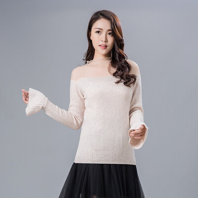 

autumn korea slim style new grenadine Splicing shoulder knitted long sleeve sweater cardigan woollen sweater