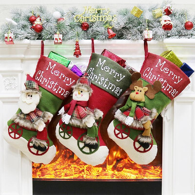 

3pcsset Non-Woven Christmas Hanging Stockings Santa Snowman Reindeer Gift Candy Bags Christmas Decorations Ornaments