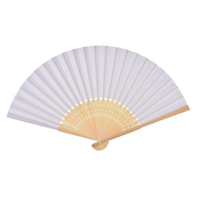 

UpperX 1pcs Chinese Paper Folding Fan Handheld Fan Wedding Party Favor White