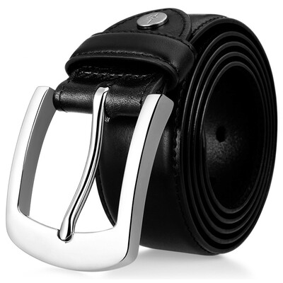 

Cattle Men's Belt Stainless Steel Buckle Buckle Men's Trousers Men's Leather Teenage Creams 1725 Elegant Black