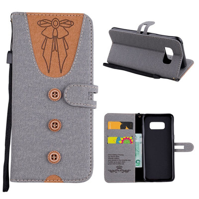 

MOONCASE Samsung Galaxy S8 stitching embossed womens leather case - gray