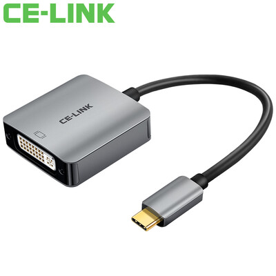 

CE-LINK Type-C to DVI Converter Adapter USB-C31 to DVI Adapter Conversion Line Apple Macbook Connect TV Projector Gray 4553