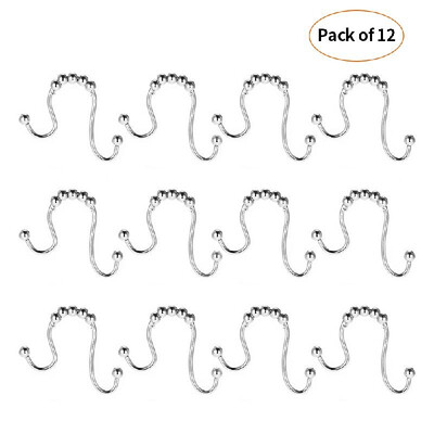 

Rustproof Shower Curtain Rings Stainless Iron Heavy Duty Roller Double Glide Shower Hooks for Bathroom Shower Rods Curtains Liners