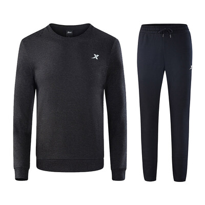 

Xtep Mens Running Set 2018 New Soft Comfortable Sports Sweater Set 882329979081 Gray Black M