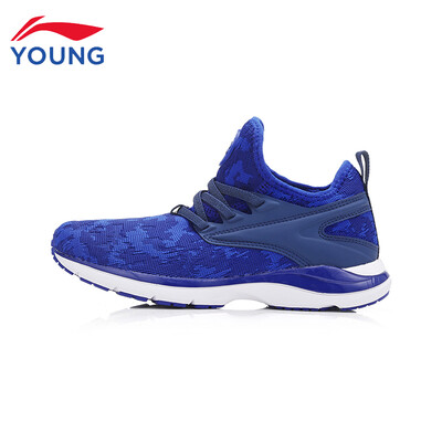 

Li Ning official flagship store childrens shoes boys sports shoes one-legged mesh surface one-woven childrens sports shoes YKFN098-1 Haibao blue French porcelain blue turbid blue 34