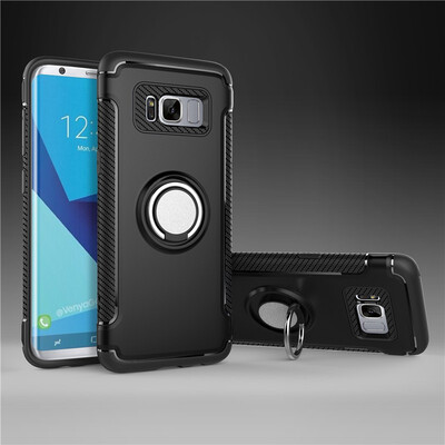 

Fecoprior Back Cover For Samsung Galaxy S8 Case Car Holder Stand Hard PC Silicon Ring Suction Bracket Celulars