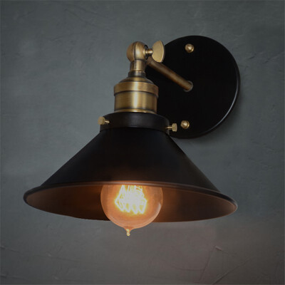 

Baycheer HL370838 Vintage Cone Stell Shade Light Wall Sconce Balck