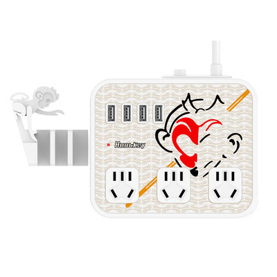 

Huntkey Huntkey wisdom Yunxiang cloud monkey king smart USB charging child protection lightning 3-bit socket row plug insert plug board 18 m white