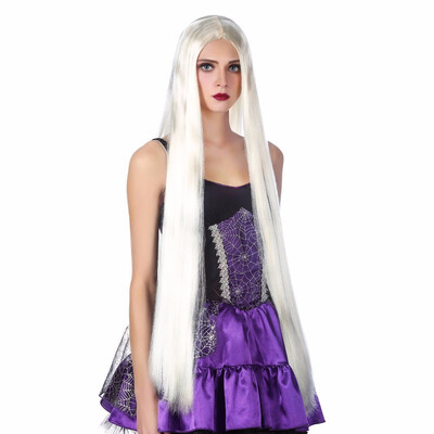 

35 Straight Witch Wig Purple Pink White Black Ombre Long Synthetic Hair Cosplay Wigs For Women Heat Resistant 215g