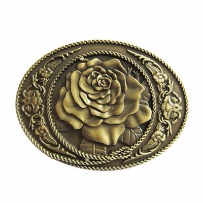 

New Vintage Bronze Plated Rose Western Oval Belt Buckle Gurtelschnalle Boucle de ceinture