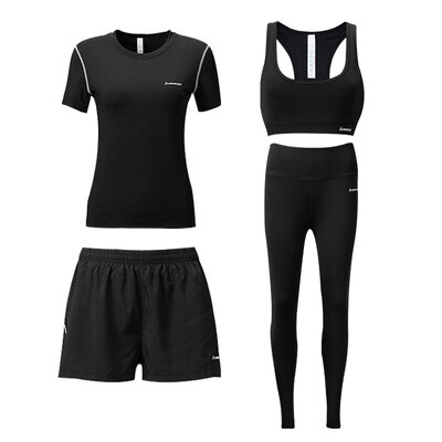 

Kawasaki KAWASAKI workout clothes tights womens sports suits badminton running season quick-drying clothes short-sleeved training morning running shorts four-piece set L