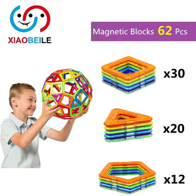 

62 предметов дети детей DIY магнитных блоков 20pcs треугольник 30pcs площади 12pcs pentagontoys 2D 3D - магнитные многокомпонентного кирпичи