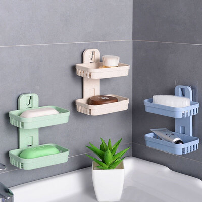 

Youjialiangpin wheat stalks seamless stickers double drain soap box bathroom soap rack wall-mounted soap box simple