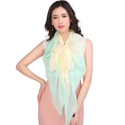 

Jingdong supermarket] Shanghai story (STORY Of SHANGHAI) water green and yellow silk scarf female silk silk shawl scarf