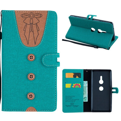 

MOONCASE Sony Xperia XZ2 stitching embossed womens leather case - green