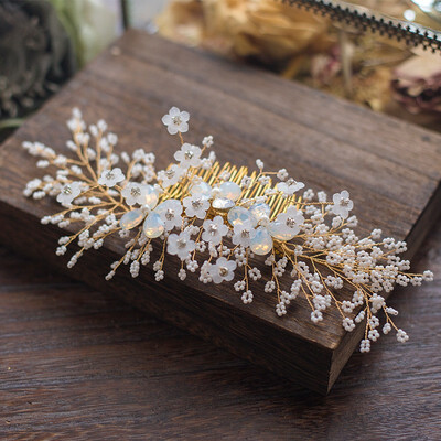 

Jonnafe Charming Bridal Silver Hair Piece Comb Floral Wedding Accessories Hair Vine Jewelry Headwear for Women