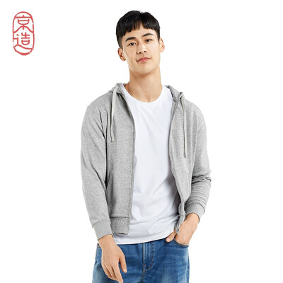 

Beijing made mens sweater US cotton sports fast open zipper hooded couple models flower gray gray zipper m