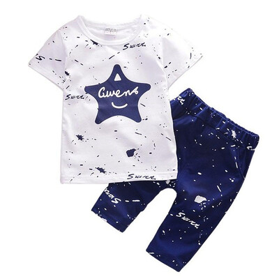 

1 2 3 4 Year Boys Clothes Cotton Casual Kids Outfits Star Shirts Stripe Pants 2pcs Baby Children Clothing Set