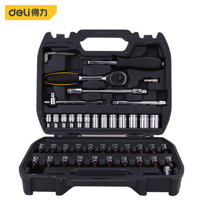 

Deli deli 63mm series sleeve set ratchet wrench sleeve combination car repair tool kit small fly 46 sets DL1046