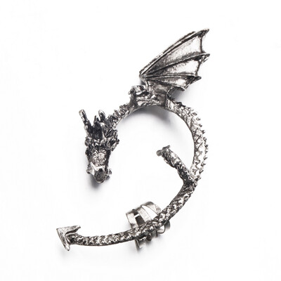 

Lady Retro Vintage Punk Evil Dragon Fly Clip Metal Bite Ear Cuff Wrap Earring