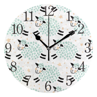 

Wall Clock Arabic Numerals Design Sweet Sheep Round
