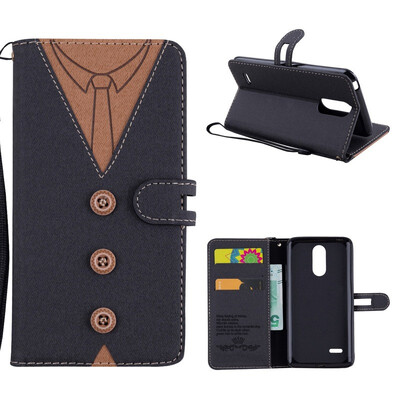 

MOONCASE LG K8 2017 stitching embossed mens leather case - black