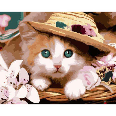 

UpperX Pictures Lovely Cute Cats Series DIY Oil Painting By Numbers Kitten Digital Painting Calligraphy Photo Color