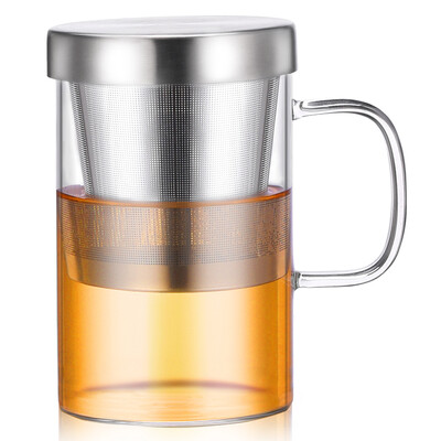 

Jingdong supermarket green beads lvzhu 380ml office cup glass heat-resistant tape with a cover to filter flowers&water cup A1042