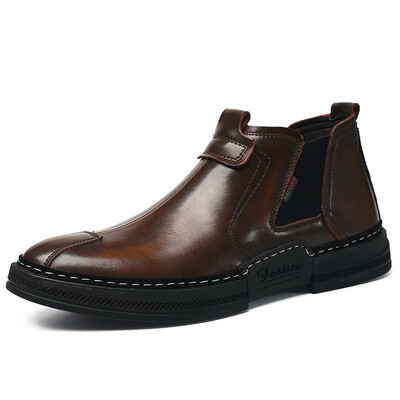 

Mens Shoes Fashion Casual Shoes Genuine Leather Boots Light Breathable Shoes For Men Black Brown Siez 38-44