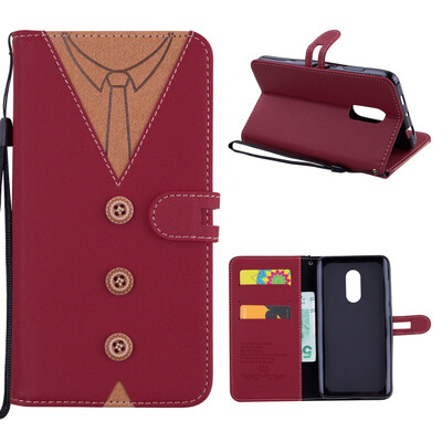 

MOONCASE Millet Red Rice Note 44X M version stitching embossed mens leather case - red